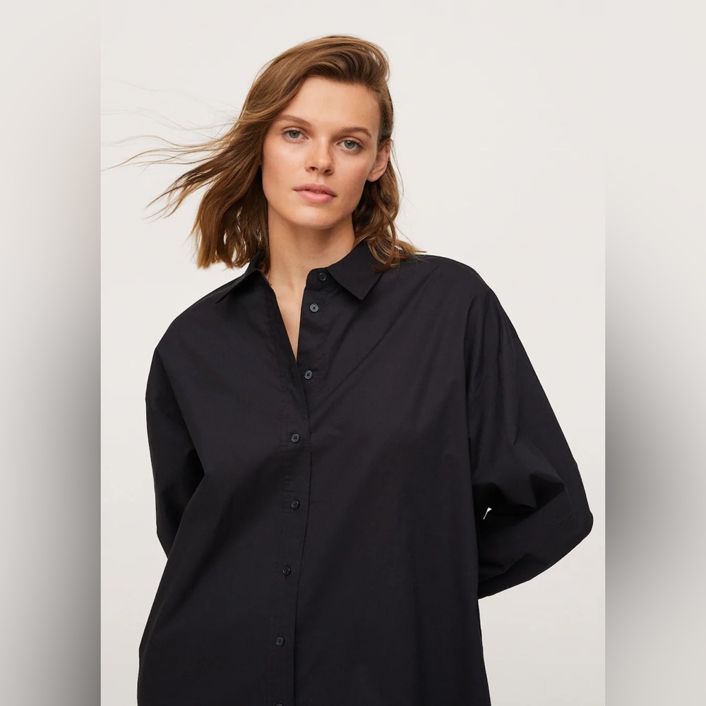 Mango Black Long Button-Down Shirt - image 5